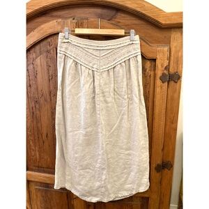 Wrap London Cream Linen Maxi Skirt with Lace waist